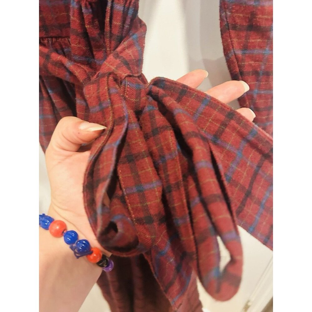 Laura Ashley Dress Womens Small Red Plaid Belted Vintage Prairie Cottagecore - Picture 7 of 13